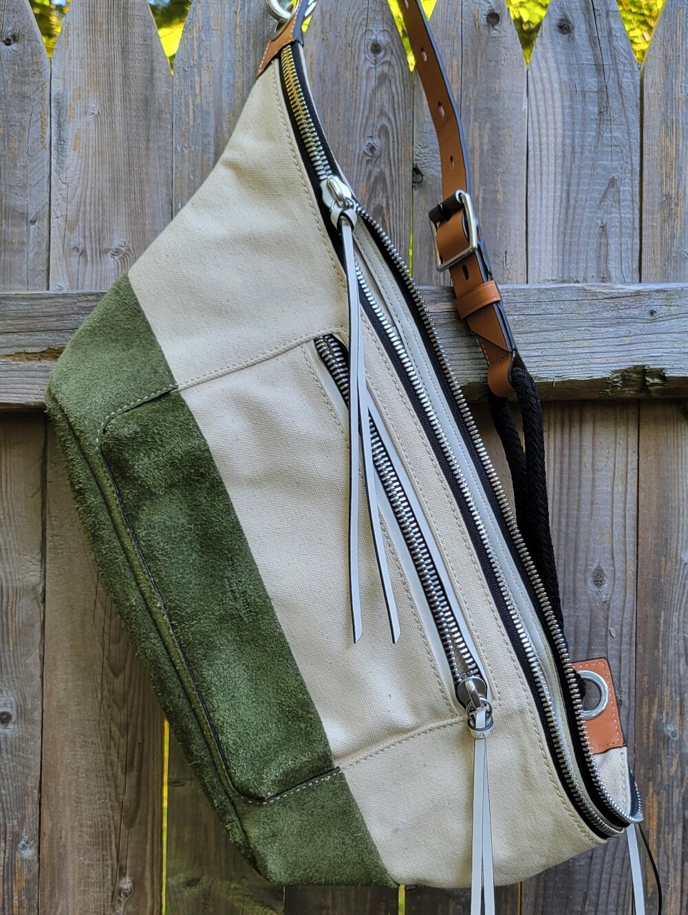 Rag & Bone Large Elliot Fanny Pack Belt Bag Sling Bag Canvas Suede